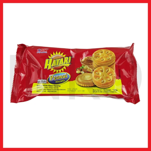 Gambar ASW FOODS HATARI PEANUT BISCUITS KRIM RASA KACANG 120GR