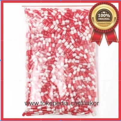 Gambar CAPSUGEL CANGKANG KAPSUL KOSONG SPARKLE RED WHITE SIZE 0 (2)