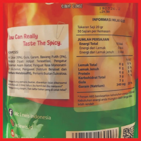 Gambar MC LEWIS SAMBAL EXTRA HOT 1KG (2)