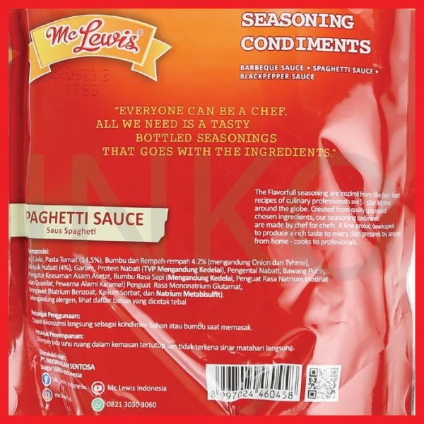 Gambar MC LEWIS SPAGHETTI SAUCE SAUS SPAGHETI 1KG (5)