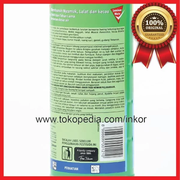 Gambar BAYGON OBAT NYAMUK CAIR FLORAL TANPA AROMA 2.0 AL BOTOL 800ML (4)
