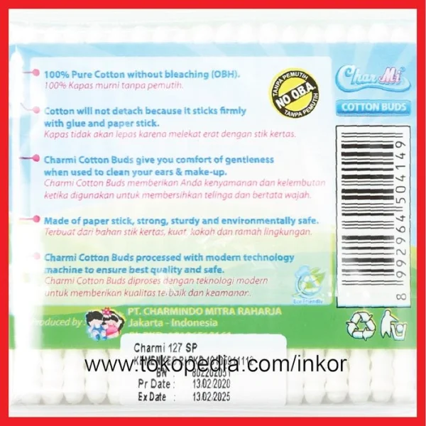 Gambar CHARMI COTTON BUDS SPRIAL BERSIH MAKSIMAL ART127 SP 50PCS (2)