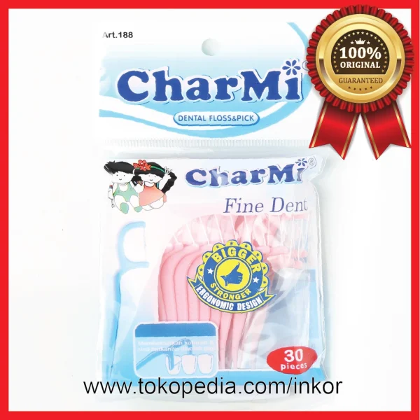 Gambar CHARMI DENTAL FLOSS PICK FINE DENT BIGGER STONGER ART188 30PCS (1)