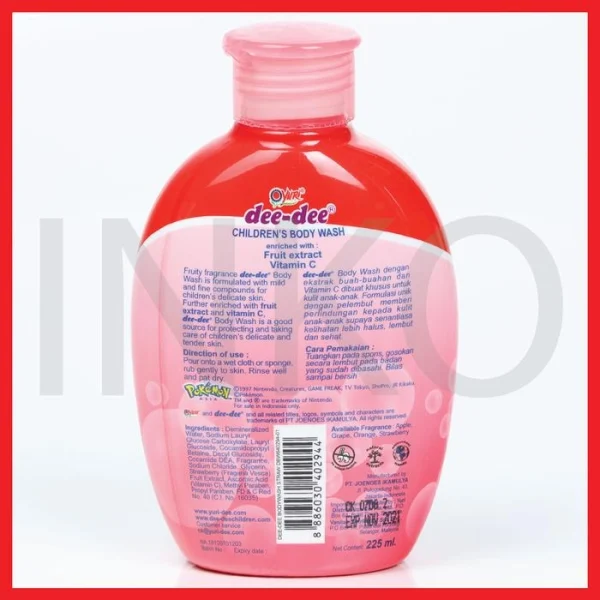 Gambar DEE DEE CHILDREN BODY WASH STRAWBERRY BOTOL REFILL 225ML (4)