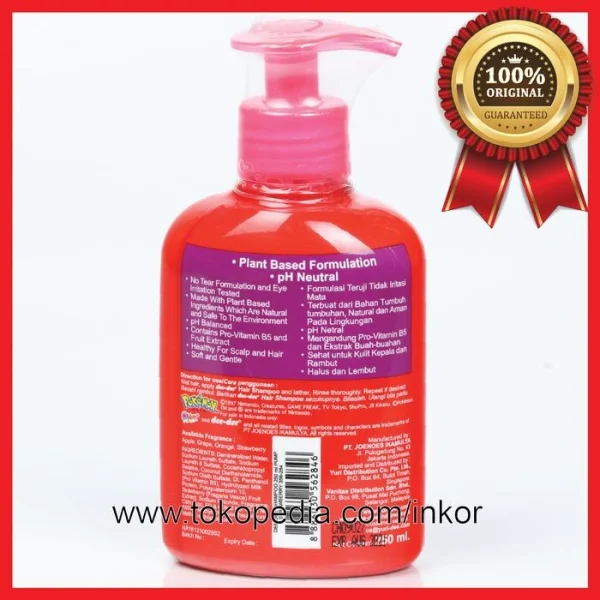 Gambar DEE DEE CHILDREN HAIR SHAMPOO UNTUK ANAK STRAWBERRY PUMP 250ML (5)