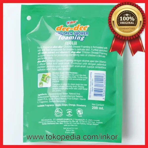 Gambar DEE-DEE CHILDREN SHOWER FOAMING APPLE POUCH 200ML (5)