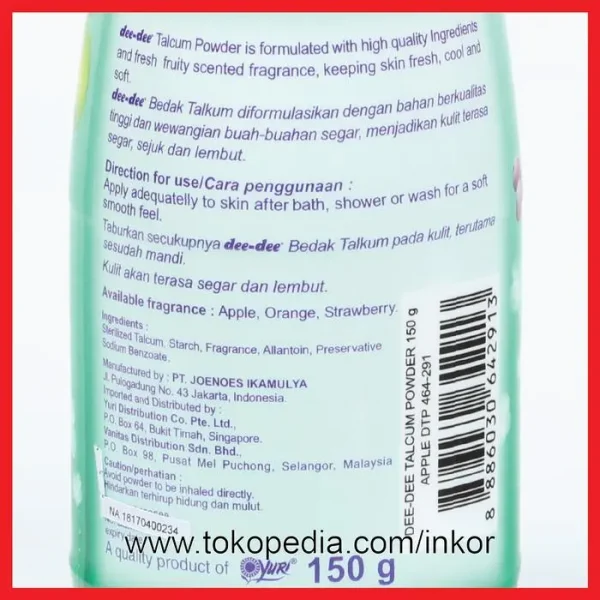 Gambar DEE DEE CHILDREN TALCUM POWDER BEDAK TALKUM ANAK APPLE BOTOL 150GR (3)