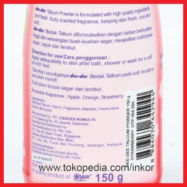 Gambar DEE DEE CHILDREN TALCUM POWDER BEDAK TALKUM STRAWBERRY BOTOL 150GR (4)