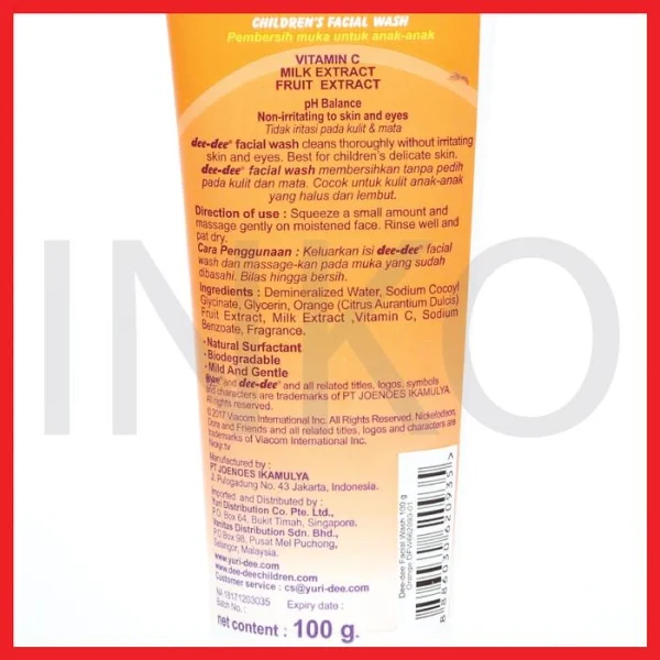 Gambar DEE-DEE CHILDREN'S FACIAL WASH ORANGE PEMBERSIH MUKA ANAK 100GR (5)
