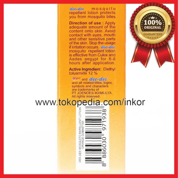 Gambar DEE DEE MOSQUITO REPELLENT LOTION PENOLAK NYAMUK ORANGE TUBE 50GR (5)