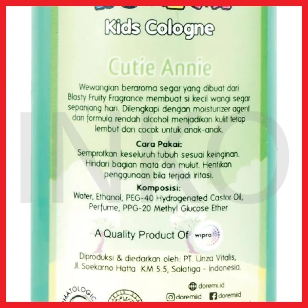 Gambar DOREMI KIDS COLOGNE LOW ALCOHOL SKIN MOISTURIZER CUTIE ANNIE 60ML (5)