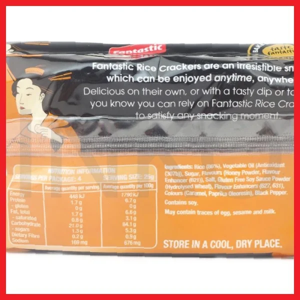 Gambar FANTASTIC RICE CRACKER HONEY SOY 100GR (4)