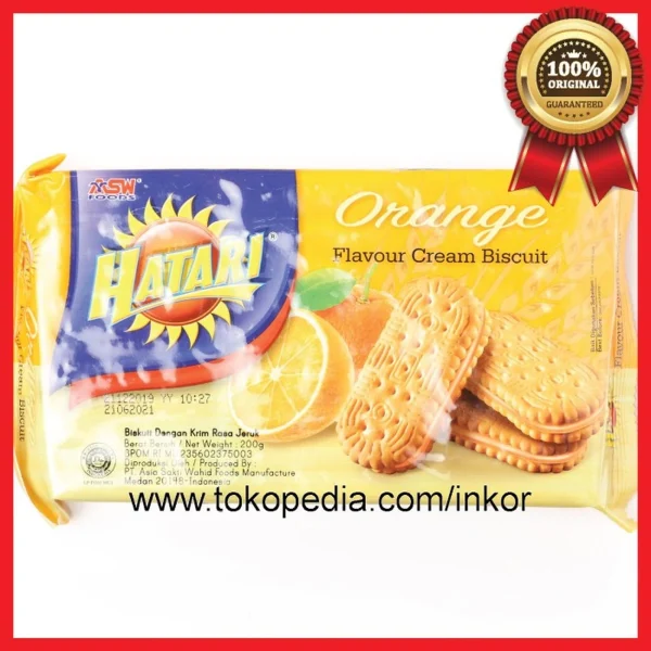 Gambar HATARI ORANGE FLAVOUR CREAM BISCUIT RASA JERUK 200GR (1)