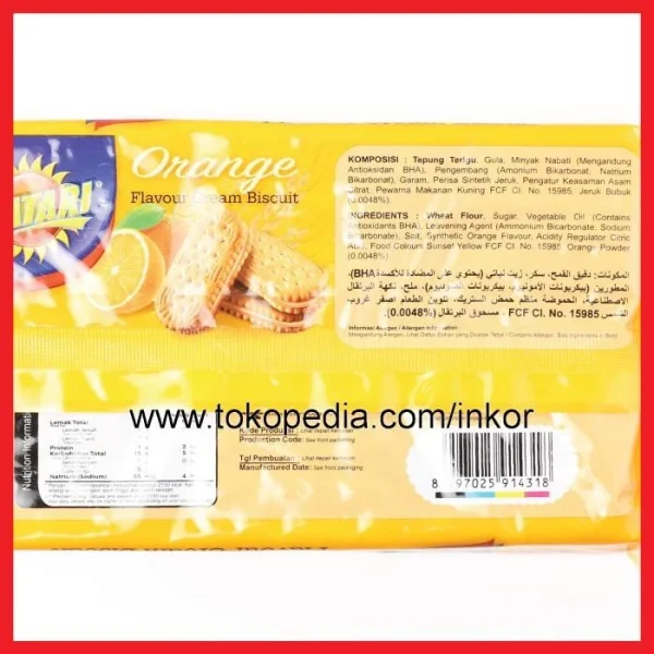 Gambar HATARI ORANGE FLAVOUR CREAM BISCUIT RASA JERUK 200GR (5)