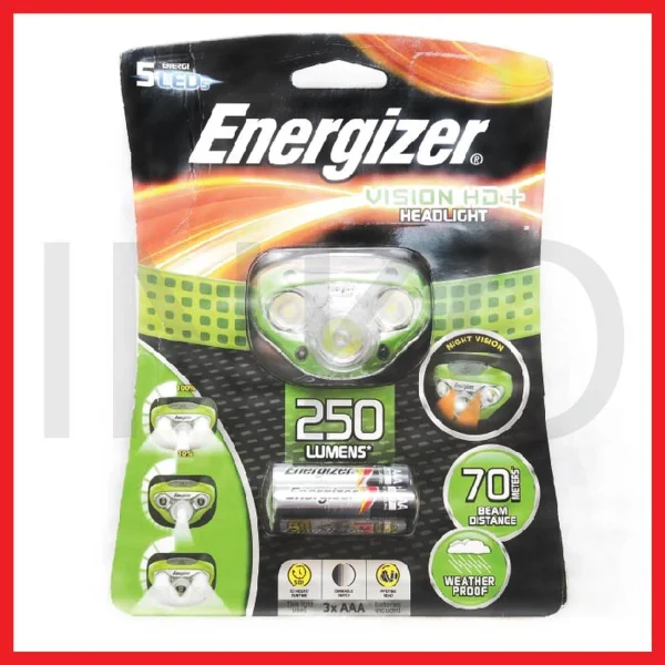 Gambar HEADLIGHT ENERGIZER VISION HD 250 LUMENS 5 LED FREE BATERAI AAA (1)