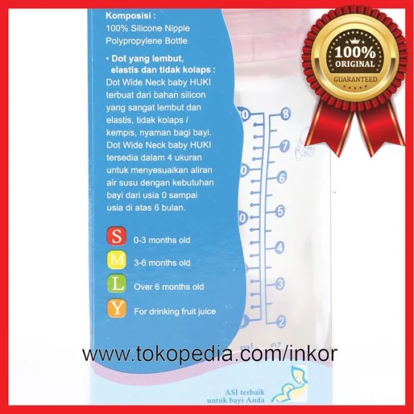 Gambar HUKI BABY BOTOL SUSU BAYI WIDE NECK BOTTLE 230ML (4)