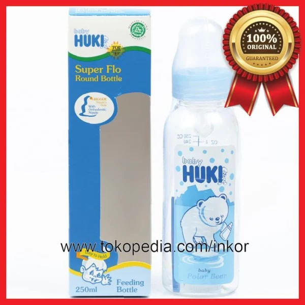 Gambar HUKI BABY BOTOL SUSU SUPER FLO ROUND BOTTLE ORTHODONTIC 250ML (2)