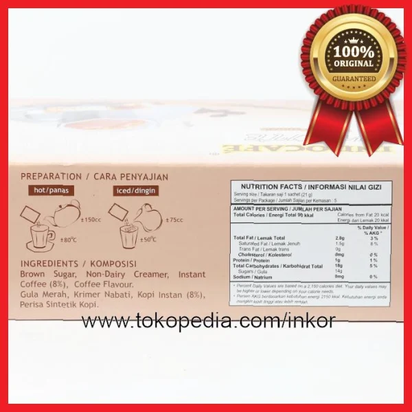 Gambar INDOCAFE WHITE BROWN SUGAR GULA MERAH KOTAK 5X21GR (4)