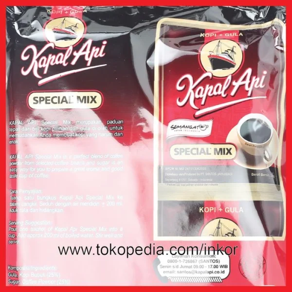 Gambar KAPAL API SPECIAL MIX MINUMAN SERBUK KOPI GULA BAG 20X25GR (4)