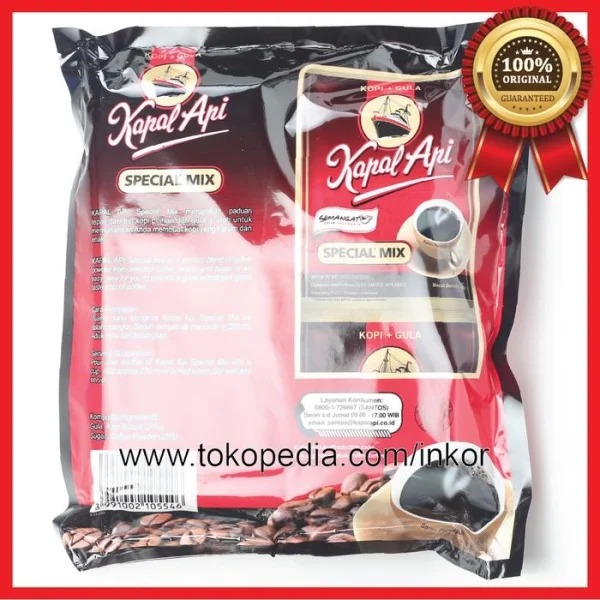 Gambar KAPAL API SPECIAL MIX MINUMAN SERBUK KOPI GULA BAG 20X25GR (5)