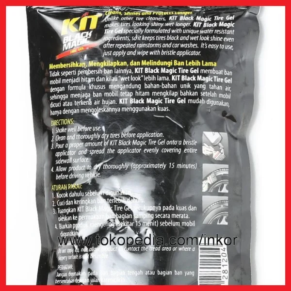 Gambar KIT BLACK MAGIC TIRE GEL CLEANS SHINES PROTECTS POUCH 200ML (4)