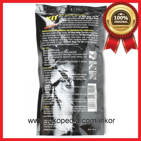 Gambar KIT BLACK MAGIC TIRE GEL CLEANS SHINES PROTECTS POUCH 200ML (5)