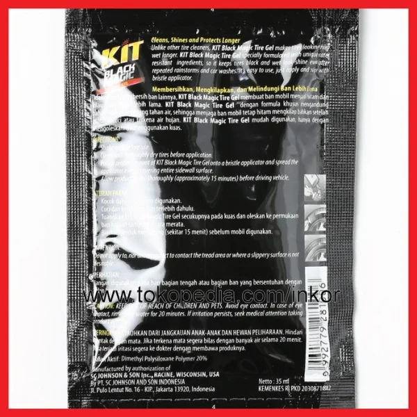 Gambar KIT BLACK MAGIC TIRE GEL CLEANS SHINES PROTECTS SACHET HANGER 12X35ML (5)