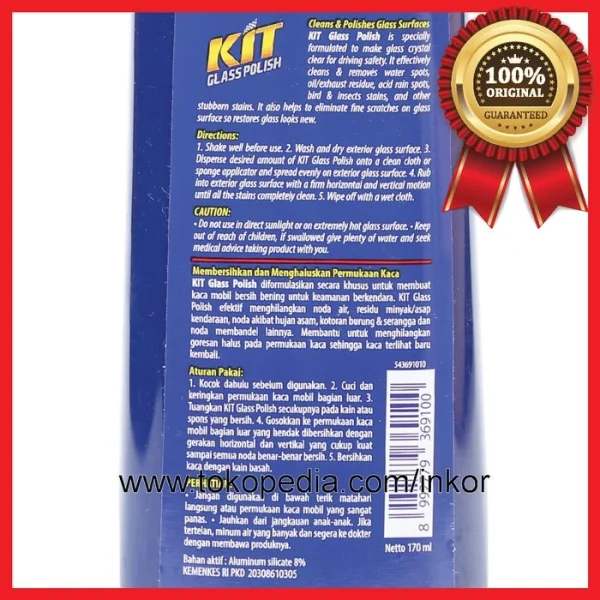 Gambar KIT GLASS POLISH REMOVES WATER SPOTS GLASS TO CRYSTAR CLEAR 170ML (5)