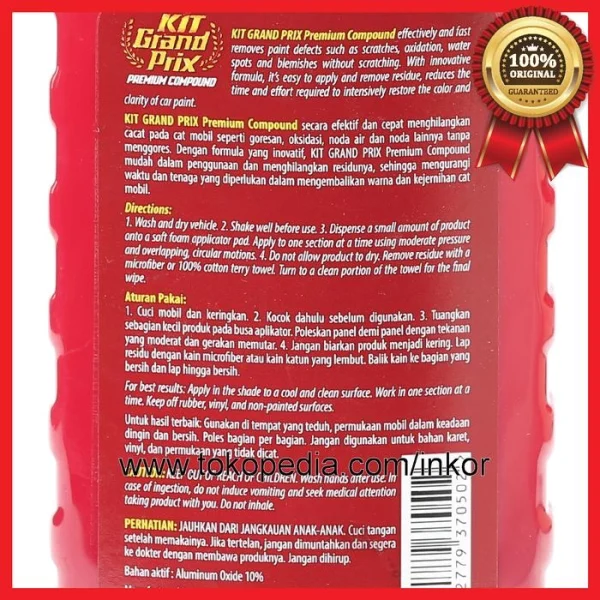 Gambar KIT GRAND PRIX PREMIUM COMPOUND RESTORE CLARITY CAR PAINT 275ML (3)