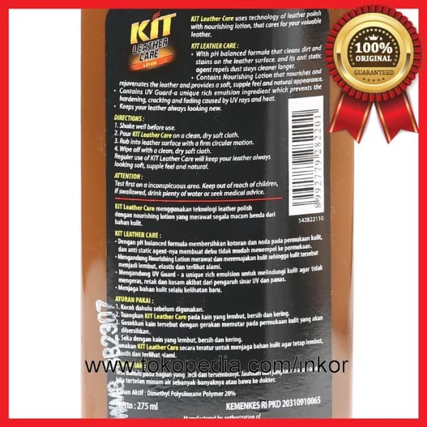 Gambar KIT LEATHER CARE LOTION KEEPS LEATHER LOOKING NEW UV GUARD 275ML (2)