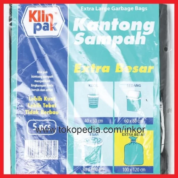 Gambar KLINPAK KANTONG SAMPAH PLASTIK EKSTRA BESAR KUAT TEBAL TIDAK BAU 5PCS (4)