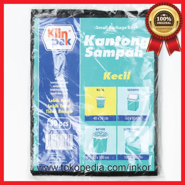 Gambar KLINPAK KANTONG SAMPAH PLASTIK KECIL KUAT TEBAL TIDAK BAU 30PCS (1)