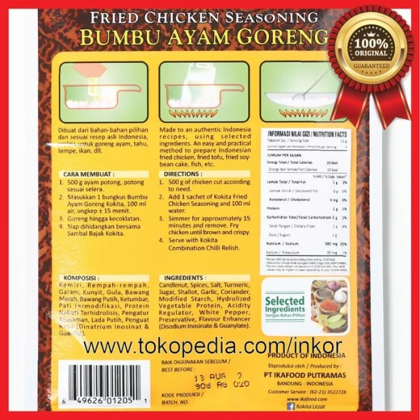 Gambar KOKITA BUMBU AYAM GORENG FRIED CHICKEN SEASONING SACHET 60GR (5)