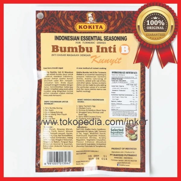 Gambar KOKITA BUMBU INTI B BUMBU DASAR MASAKAN DENGAN KUNYIT SACHET 50GR (5)