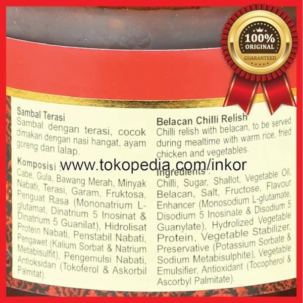 Gambar KOKITA SAMBAL TERASI BELACAN CHILLI RELISH HOT PEDAS 200GR (2)
