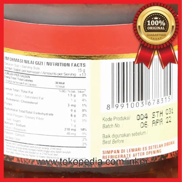 Gambar KOKITA SAMBAL TERASI BELACAN CHILLI RELISH HOT PEDAS 200GR (3)