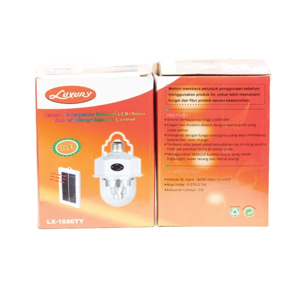 Gambar LAMPU EMERGENCY BOHLAM LED SOLAR CAS ISI ULANG REMOTE CONTROL (1)