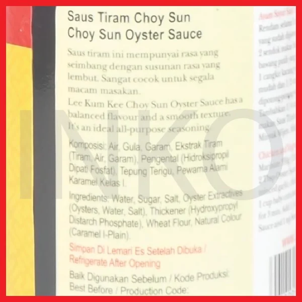 Gambar LEE KUM KEE SAUS TIRAM CHOY SUN OYSTER SAUCE 510GR (3)