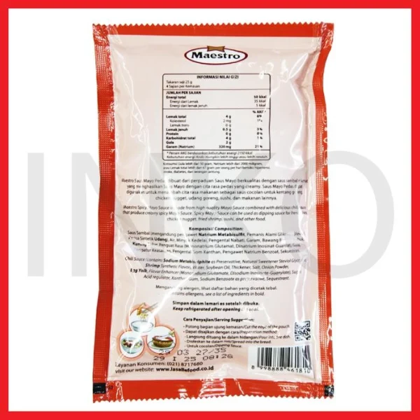 Gambar MAESTRO MAYONNAISE MAYONAIS PEDAS SACHET 100GR (2)