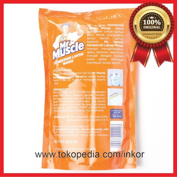 Gambar MR MUSCLE AXI TRIGUNA PEMBERSIH LANTAI WANGI APPLE POUCH 800ML (2)