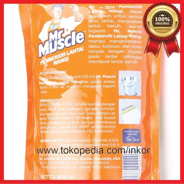 Gambar MR MUSCLE AXI TRIGUNA PEMBERSIH LANTAI WANGI APPLE POUCH 800ML (3)