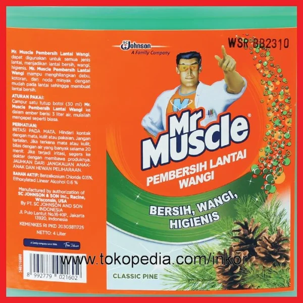 Gambar MR MUSCLE AXI TRIGUNA PEMBERSIH LANTAI WANGI CLASSIC PINE JERIGEN 4L (4)