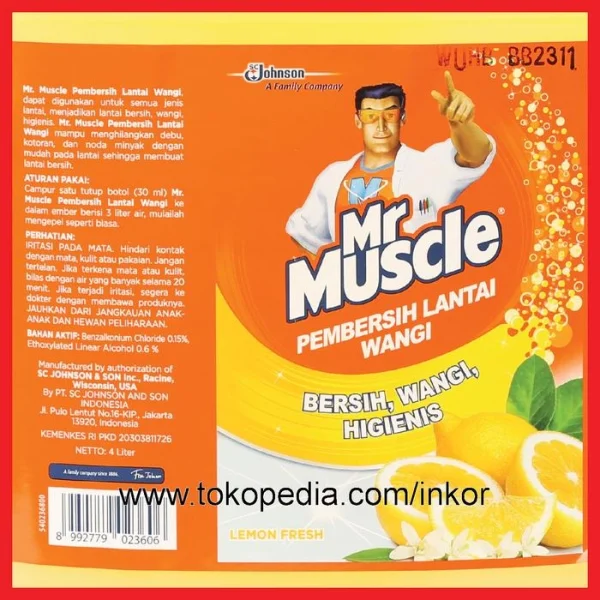 Gambar MR MUSCLE AXI TRIGUNA PEMBERSIH LANTAI WANGI LEMON FRESH JERIGEN 4L (4)
