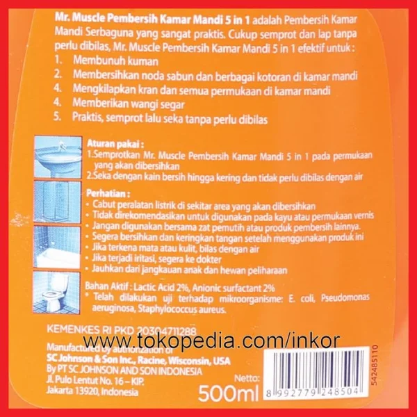 Gambar MR MUSCLE PEMBERSIH KAMAR MANDI 5IN1 BOTOL SEMPROT 500ML (2)