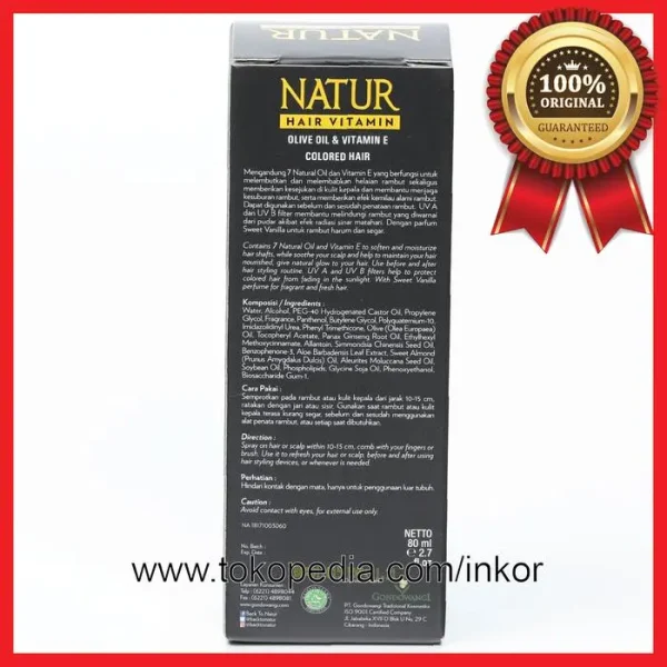 Gambar NATUR HAIR VITAMIN ALOVE VERA&PROVITAMIN B5 FOR HAIR&SCALP 80ML (2)