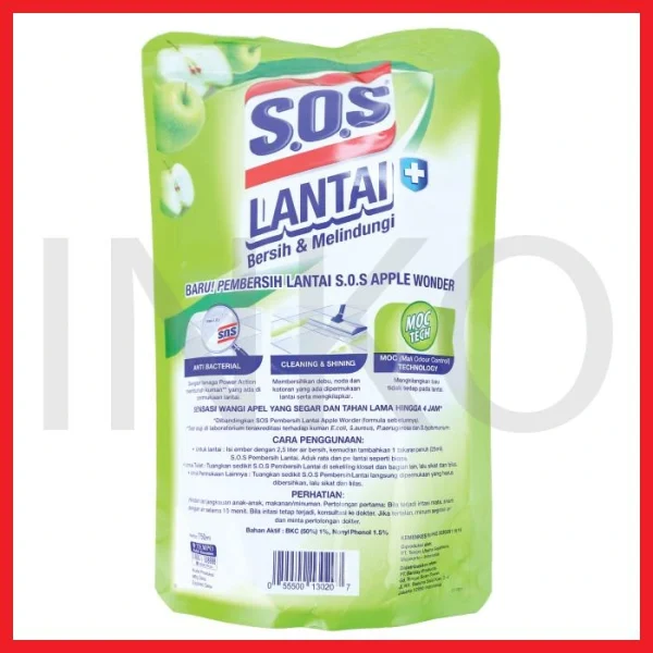 Gambar SOS PEMBERSIH LANTAI ANTI BACTERIAL APPLE WONDER POUCH 800ML (5)
