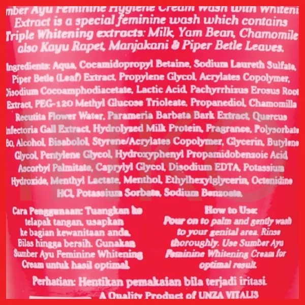 Gambar SUMBER AYU DAUN SIRIH CREAM WASH PH 3.5 TRIPLE WHITENING EXTRACT 75ML (3)