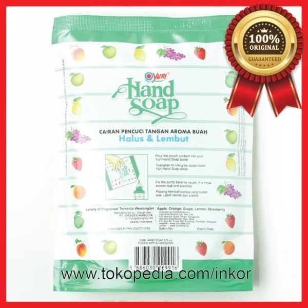 Gambar YURI HAND SOAP PENCUCI TANGAN APPLE REFILL POUCH 375ML (5)
