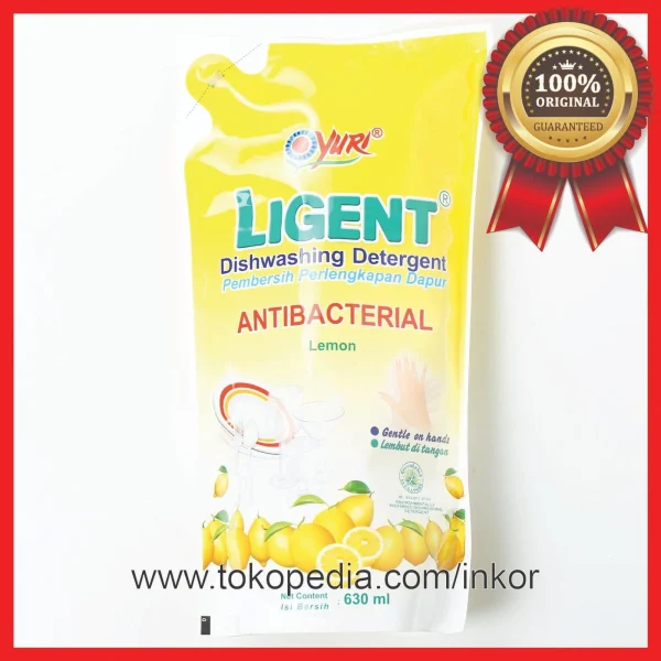 Gambar YURI LIGENT CAIRAN PENCUCI PIRING KUNING LEMON POUCH 630ML (1)