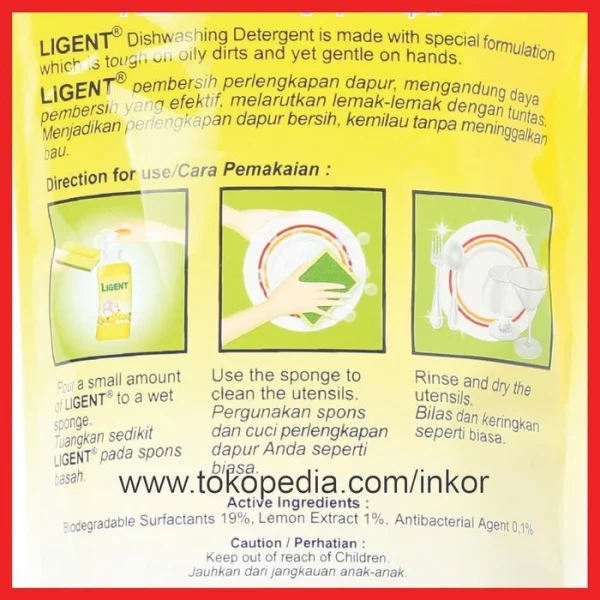 Gambar YURI LIGENT CAIRAN PENCUCI PIRING KUNING LEMON POUCH 630ML (5)